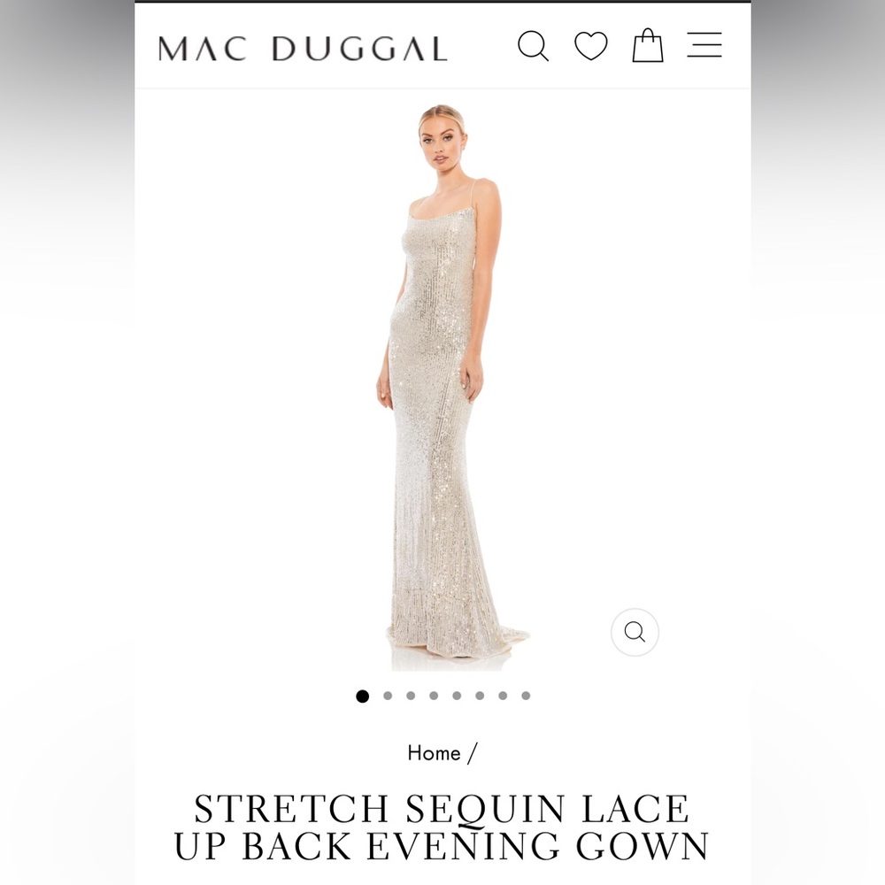 Macduggal stretch sequin lace up back evening gown
